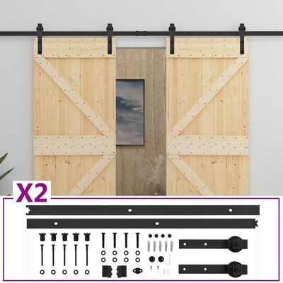 vidaXL Porta Scorrevole con Set Hardware 100x210 cm in Legno di Pino