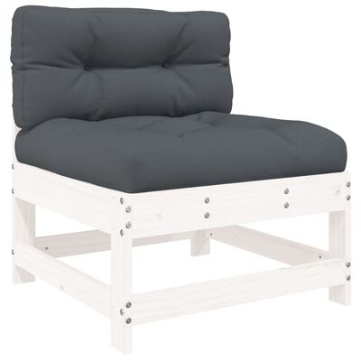 vidaXL Set Divani da Giardino 7pz con Cuscini in Legno Massello Bianco