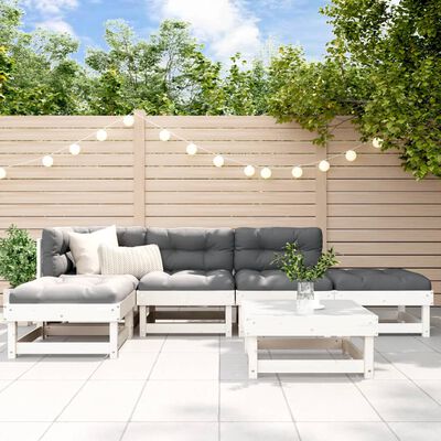 vidaXL Set Salotto da Giardino 6 pz Bianco in Legno Massello di Pino