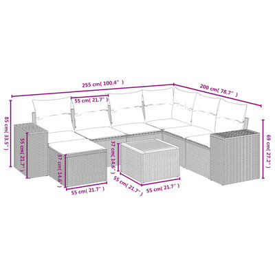 vidaXL Set Divano da Giardino 8 pz con Cuscini Grigio in Polyrattan