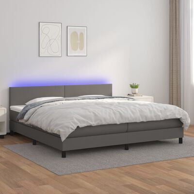 vidaXL Giroletto Molle con Materasso e LED Grigio 200x200cm Similpelle