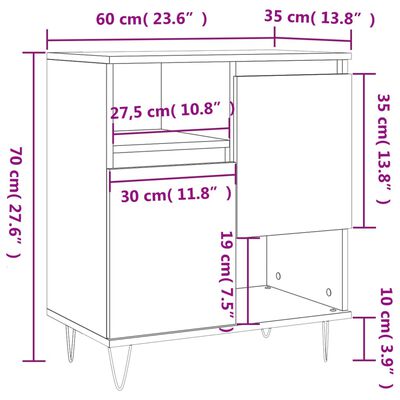 vidaXL Credenza Grigio Sonoma 60x35x70 cm in Legno Multistrato