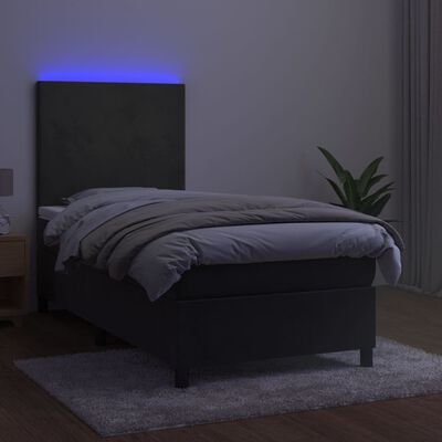 vidaXL Letto a Molle con Materasso e LED Grigio Scuro 80x200cm Velluto