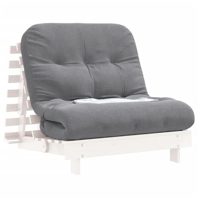 vidaXL Divano Letto Futon con Materasso Bianco 80x206x11cm Legno Pino