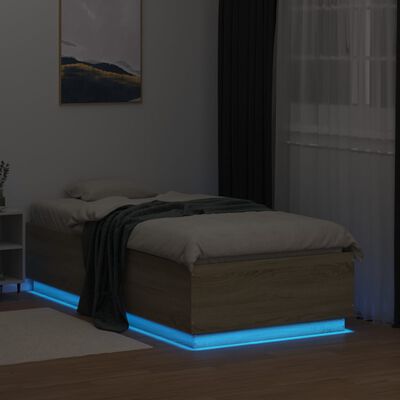 vidaXL Giroletto Luci LED Rovere Sonoma 90x190 cm in Legno Multistrato