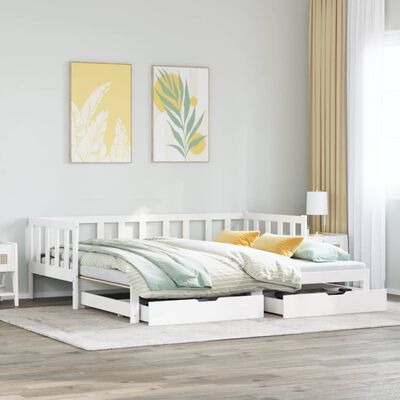 vidaXL Dormeuse Letto Estraibile e Cassetti Bianca 80x200cm Legno Pino