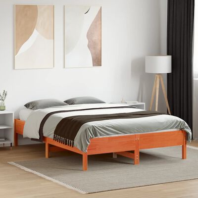 vidaXL Letto senza Materasso Marrone Cera 135x190 cm in Legno di Pino