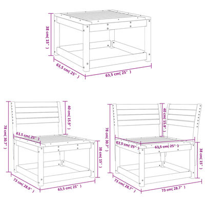 vidaXL Set Divani da Giardino 6 pz Bianco in Legno Massello di Pino