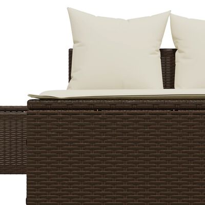 vidaXL Lettino Prendisole con Cuscini Marrone in Polyrattan