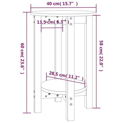 vidaXL Tavolino da Salotto Grigio Ø 40x60 cm in Legno Massello di Pino