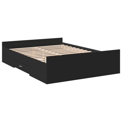 vidaXL Giroletto con Cassetti Nero 135x190 cm in Legno Multistrato