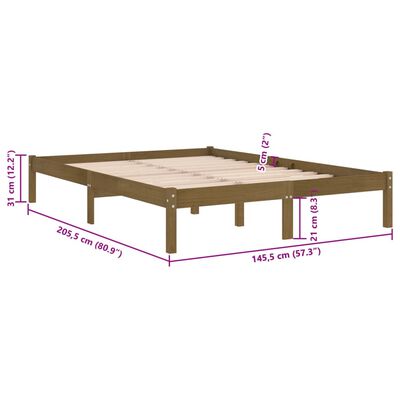 vidaXL Giroletto senza Materasso Ambra in Legno di Pino 140x200 cm