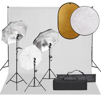 vidaXL Kit per Studio Fotografico con Set Luci, Fondale e Riflettore