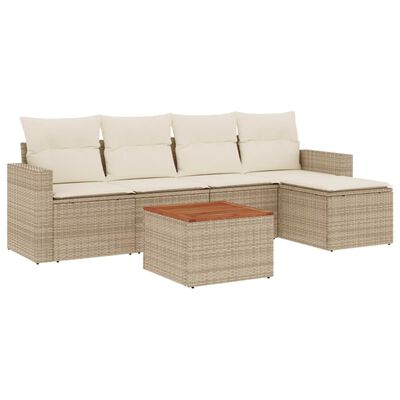 vidaXL Set Divano da Giardino 6 pz con Cuscini Beige in Polyrattan