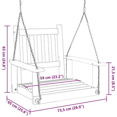 vidaXL Dondolo da Giardino Catene in Metallo Nero in Legno di Abete