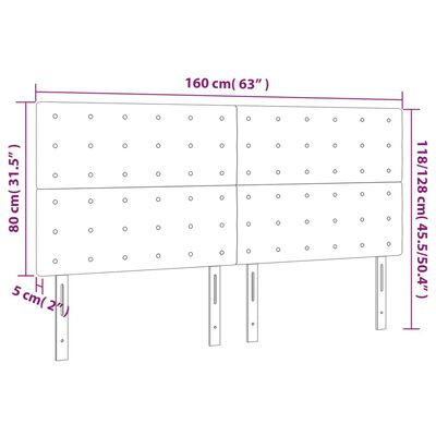 vidaXL Testiera a LED Nera 160x5x118/128 cm in Velluto