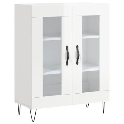 vidaXL Credenza 69,5x34x90 cm in Legno Multistrato Bianco Lucido