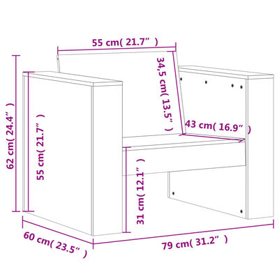 vidaXL Divano da Giardino 79x60x62 cm in Legno Massello di Pino