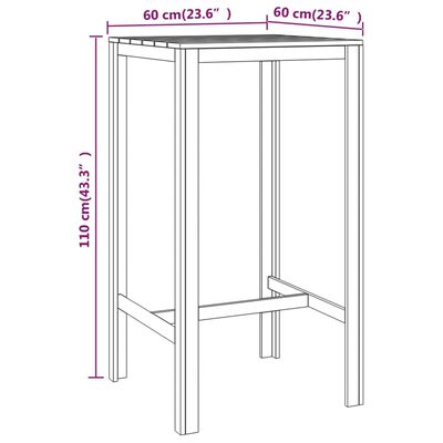 vidaXL Tavolo da Bar 60x60x110 cm in Legno di Pino Impregnato