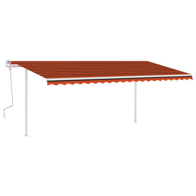 vidaXL Tenda da Sole Retrattile Manuale e Pali 5x3,5 m Arancio Marrone