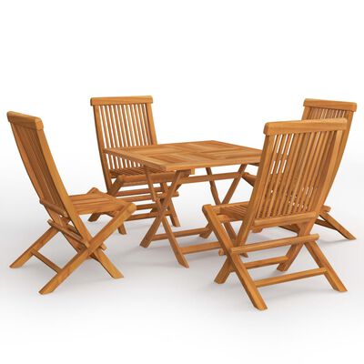 vidaXL Set da Pranzo da Giardino 5 pz in Legno Massello di Teak