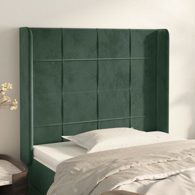 vidaXL Testiera ad Orecchio Verde Scuro 103x16x118/128cm in Velluto