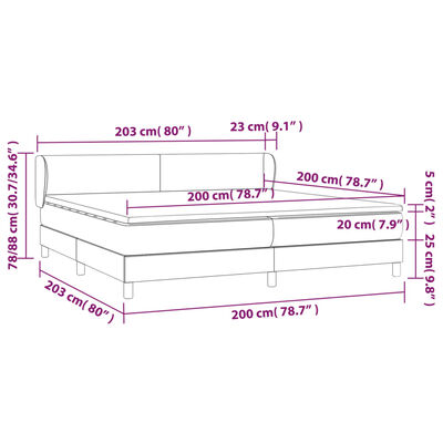 vidaXL Giroletto a Molle con Materasso Grigio Scuro 200x200 cm Velluto