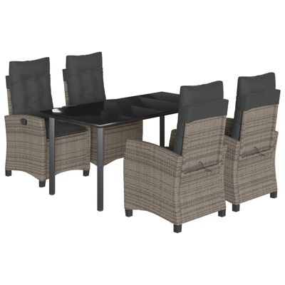 vidaXL Set da Pranzo da Giardino 5 pz con Cuscini in Polyrattan Grigio