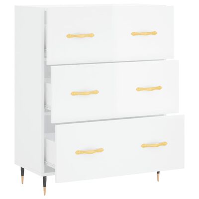 vidaXL Credenza 69,5x34x90 cm in Legno Multistrato Bianco Lucido