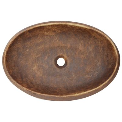 vidaXL Lavabo da Appoggio Marrone Ovale 59x40x15 cm Ceramica