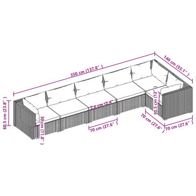 vidaXL Set Divani da Giardino 6 pz con Cuscini in Polyrattan Grigio