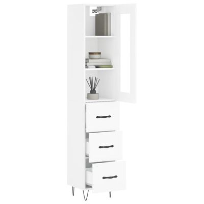 vidaXL Credenza 34,5x34x180 cm in Legno Multistrato Bianco Lucido