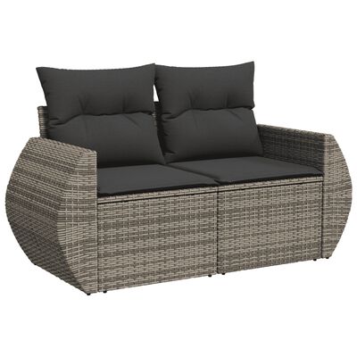 vidaXL Set Divano da Giardino 8 pz con Cuscini Grigio in Polyrattan