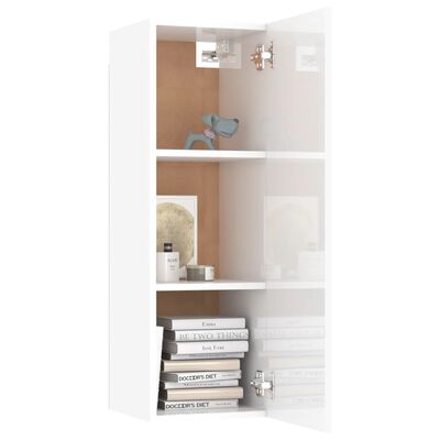 vidaXL Set di Mobili Porta TV 10 pz Bianco Lucido in Legno Multistrato