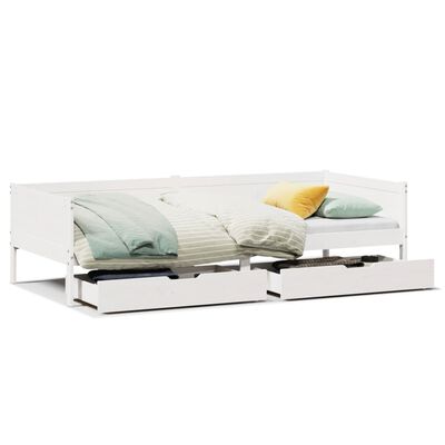 vidaXL Dormeuse con Cassetti Bianco 90x190 cm Legno Massello di Pino