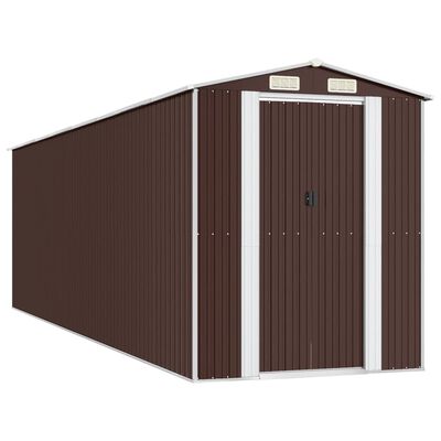 vidaXL Capanno da Giardino Marrone Scuro 192x689x223cm Acciaio Zincato