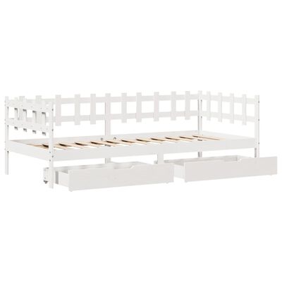 vidaXL Dormeuse con Cassetti Bianco 90x200 cm Legno Massello di Pino