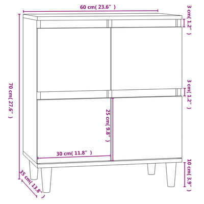 vidaXL Credenza Grigio Sonoma 60x35x70 cm in Legno Multistrato