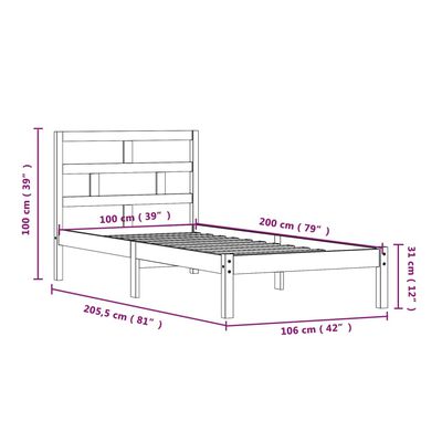 vidaXL Giroletto in Legno Massello di Pino 100x200 cm