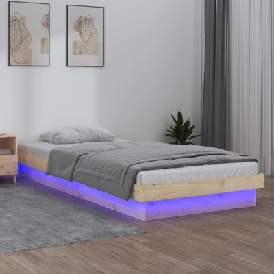 vidaXL Giroletto con LED 90x190 cm Single in Legno Massello