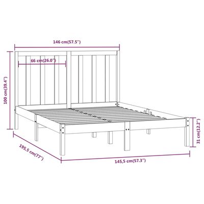 vidaXL Letto senza Materasso Bianco 140x190 cm Legno Massello di Pino