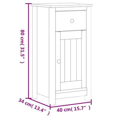 vidaXL Mobile da Bagno BERG Bianco 40x34x80 cm Legno Massello di Pino