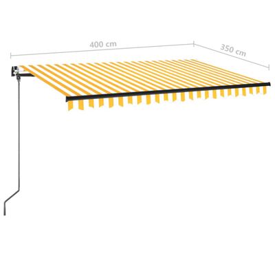 vidaXL Tenda da Sole Retrattile Manuale LED 400x350 cm Giallo Bianco