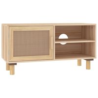 vidaXL Mobile TV Marrone 80x30x40 cm Massello Pino e Rattan Naturale