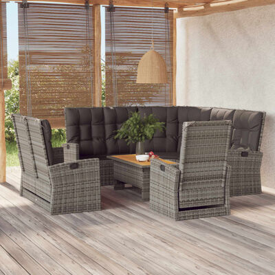 vidaXL Set Divani da Giardino 4 pz con Cuscini in Polyrattan Grigio