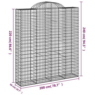 vidaXL Cesti Gabbioni ad Arco 5 pz 200x50x220/240 cm Ferro Zincato