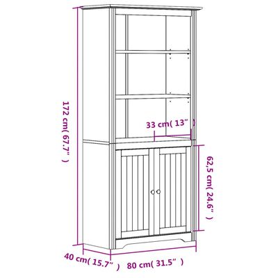 vidaXL Libreria BODO 82x40x173 cm in Legno Massello di Pino Grigio