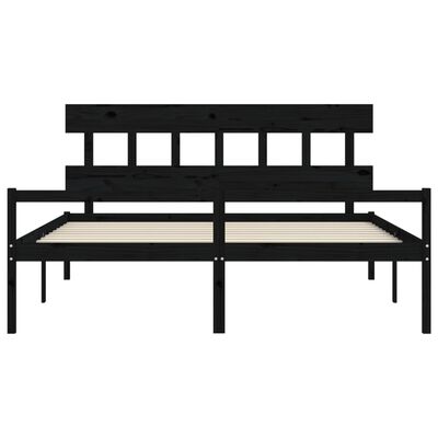 vidaXL Letto per Anziani con Testiera Nero 200x200 cm Legno Massello