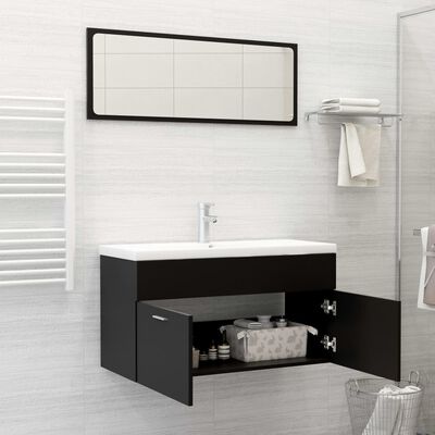 vidaXL Set Mobili da Bagno Nero in Legno Multistrato