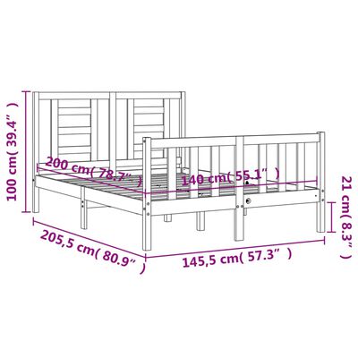 vidaXL Giroletto con Testiera Bianco 140x200 cm in Legno Massello